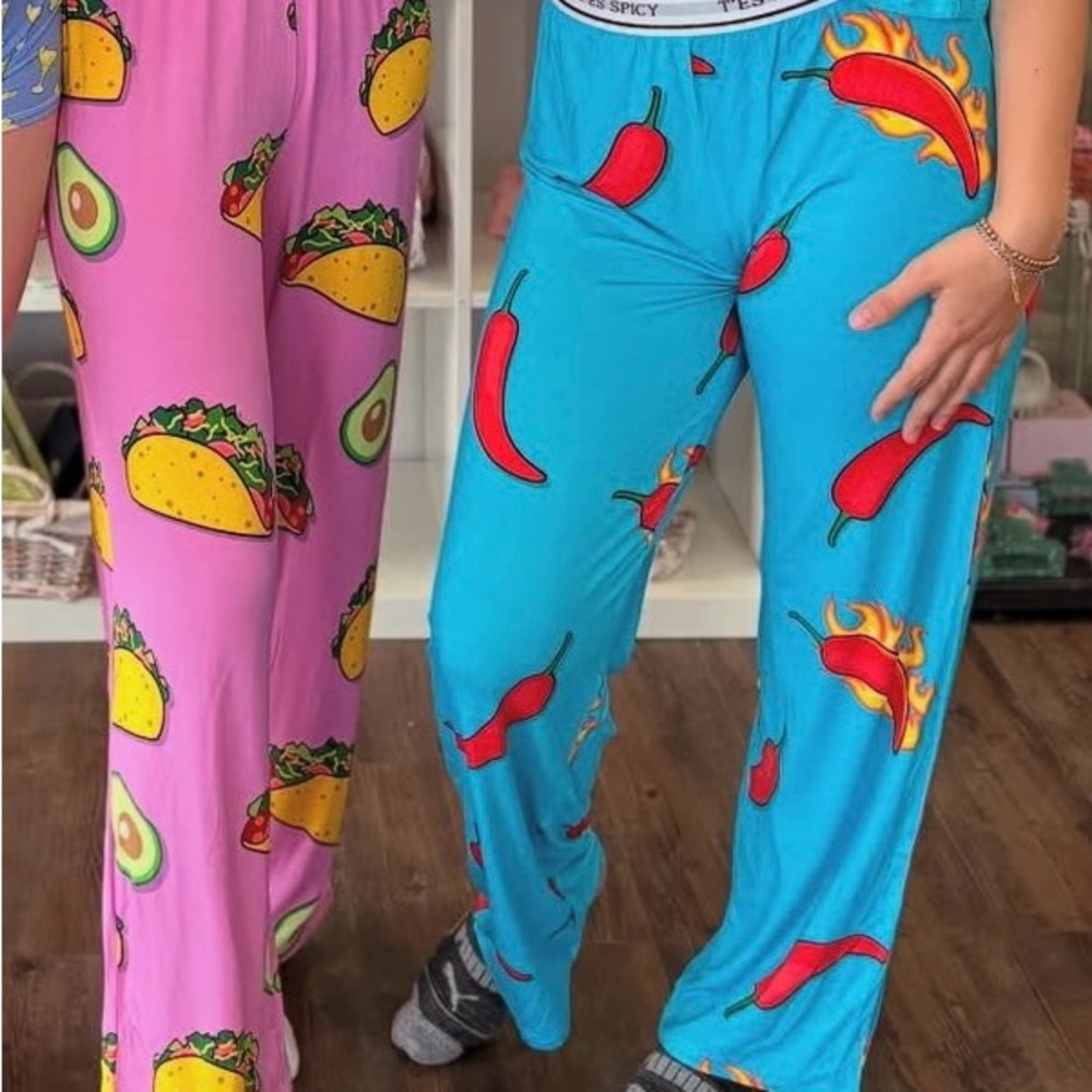 Colorful Food Print Pajama Pants
